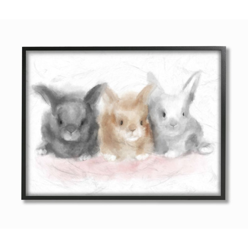 Gervasio Fluffy Bunnies Animal Design, Giclée encadrée noir minuit, H 30 po x l 24 po x P 1,5 po