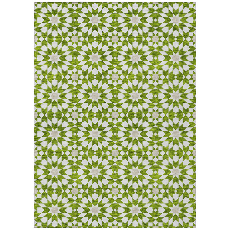 Washable Floral Indoor / Outdoor Rug, Rectangle 9' x 12'