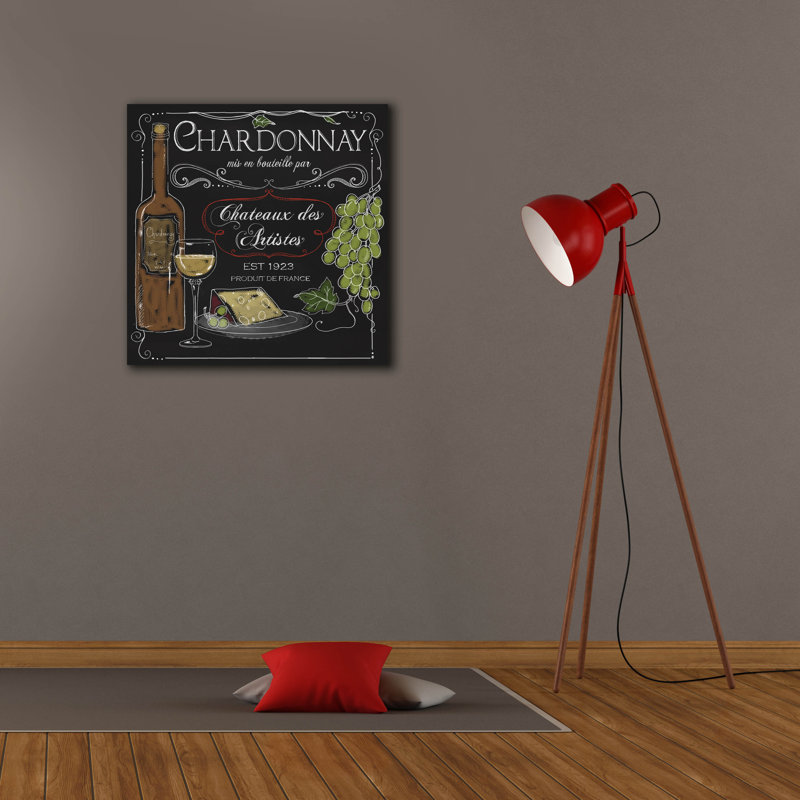 «Wine Chalkboard 4» par Fiona Stokes-Gilbert, art mural sur toile, H 26 po x l 26 po x P 1,5 po