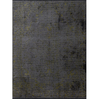 Rapture Dark Gray/Yellow Oriental Luxury Area Rug