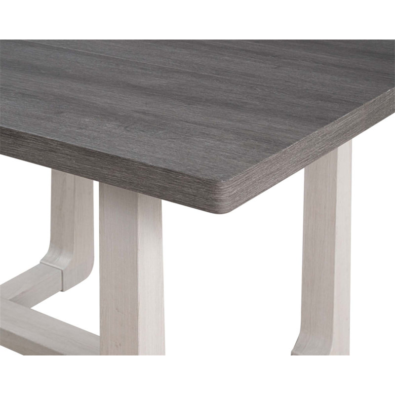 Table de salle à manger de style transitionnel avec base en tréteaux en forme de U, idéale pour les espaces de salle à manger élégants et fonctionnels (table seulement)
