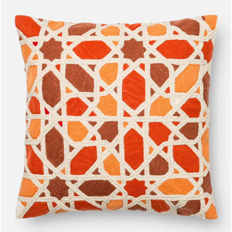 Cotton Down Geometric 18" Throw Pillow, Down/Feather