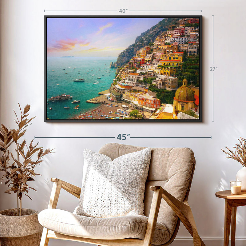 Village animé de Positano, H 27 po x l 40 po