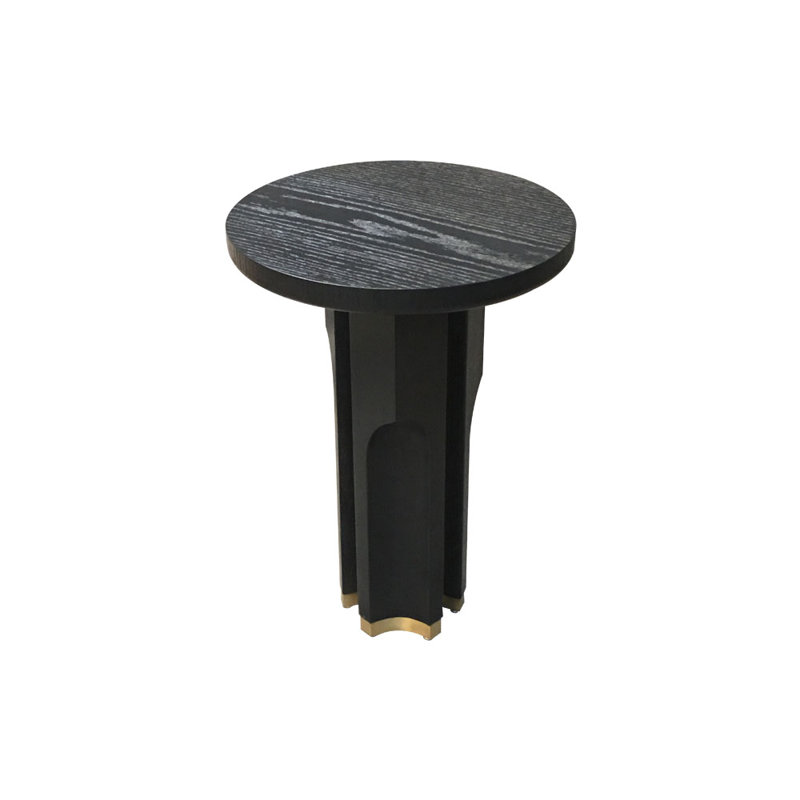 Alheide Pedestal End Table, Dark Grey/Gold