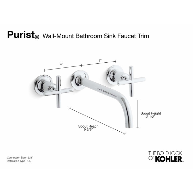 K-T14414-3-CP Kohler Purist® Wall Mounted Bathroom Faucet  Reviews  Wayfair