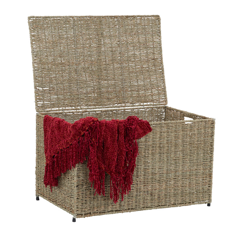 Small Natural Woven Seagrass Wicker Storage Chest