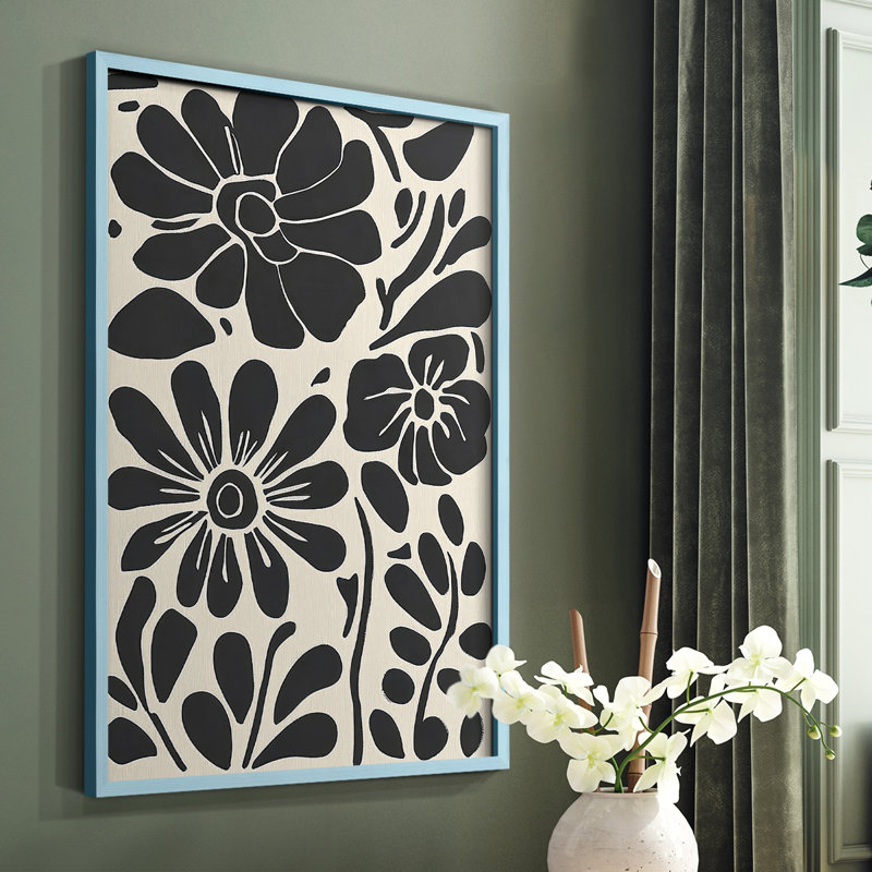 Imprimé floral Floral XVII - prêt à être accroché , Bleu, H 29 po x l 23 po