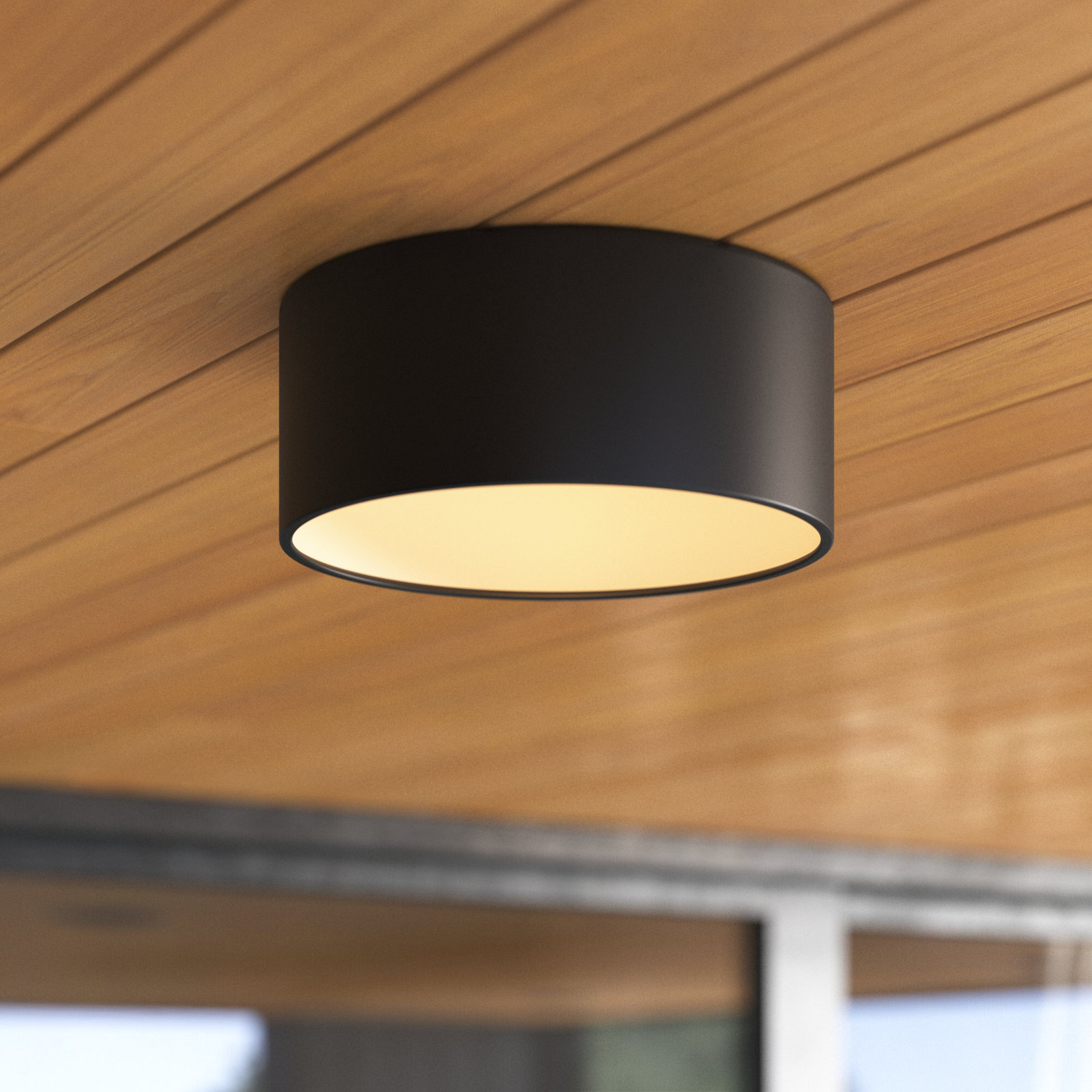 Leni Round LED Outdoor Flush Mount, Carbon Matte Black