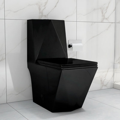 Square One Piece Toilet Dual Flush 1.6 GPF Elongated Rectangular Modern Design Chair Height 
