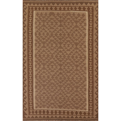 Brown Kilim Reversible Wool Area Rug 5x8