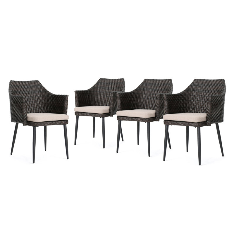 Fauteuils de salle à manger d'extérieur avec coussins Rivera, Brun