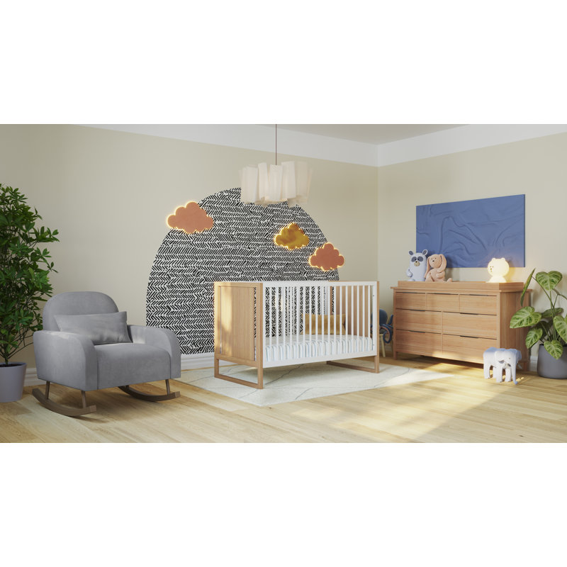 Rocking Chair - Smooth Rock for Ultimate Nursery Comfort - Effortlessly Transforms into Armchair, Gray
