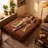  Velvet Memory Foam Bean Bag Chair Lounger for Adults and Kids, Oversized Comfy Floor Sofa Seating, Ergonomic Upholstered Accent Furniture for Living Room and Bedroom, Brown-591199548