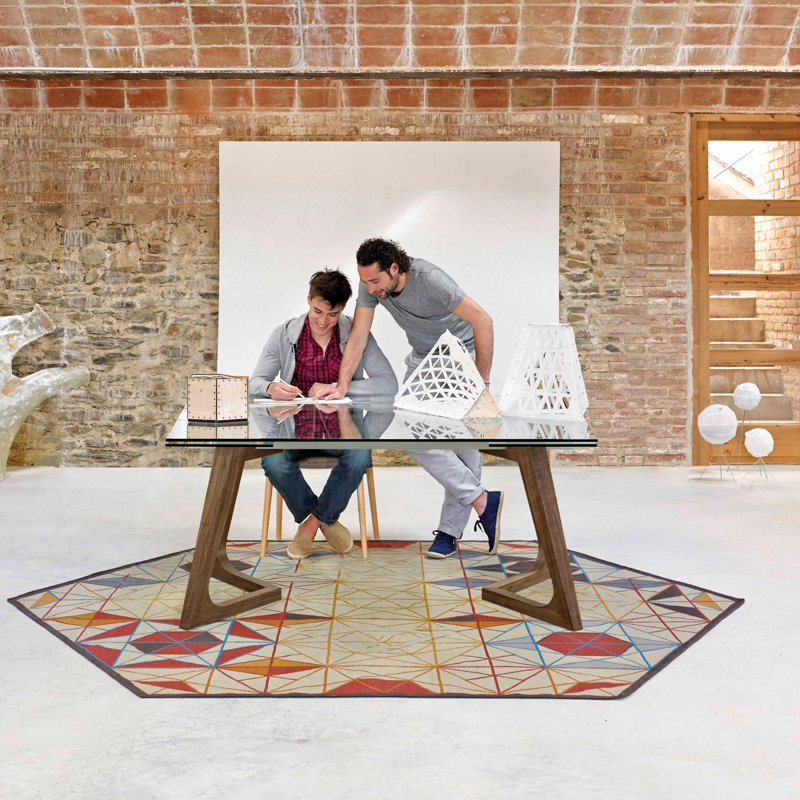 Extendable Glass Top Solid Wood Base Dining Table