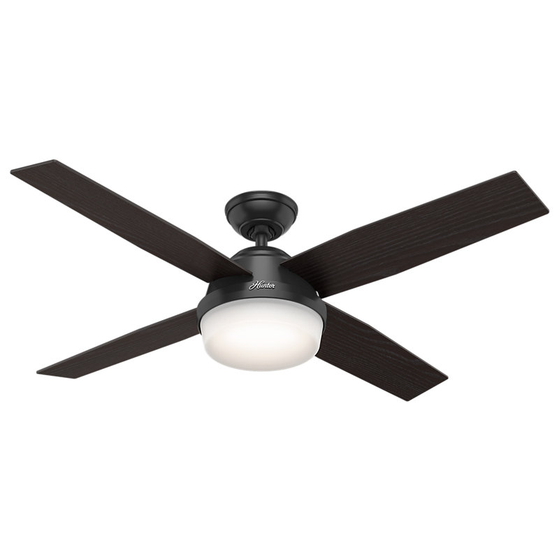52" Dempsey 4 - Blade Standard Ceiling Fan with Remote Control and Light Kit Included, Matte Black