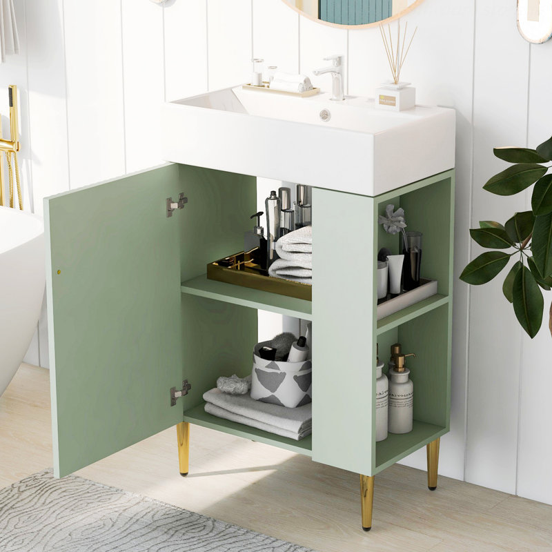 Meuble-lavabo de salle de bain de style moderne avec meuble-lavabo simple en céramique, Vert