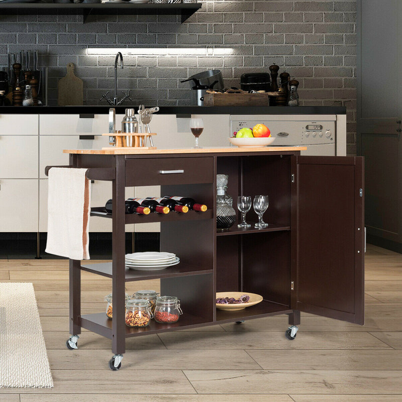 Yemina 39.5 " W Kitchen Cart, Dark Brown