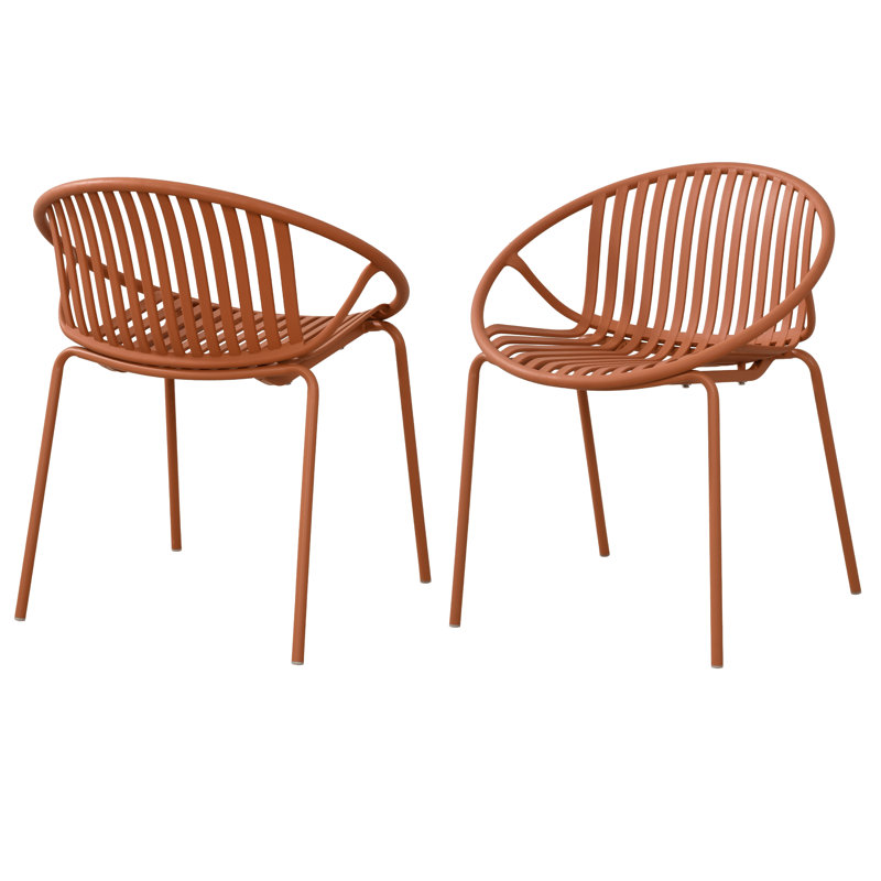 Brentley Patio Stackable Dining Chairs Set, Orange