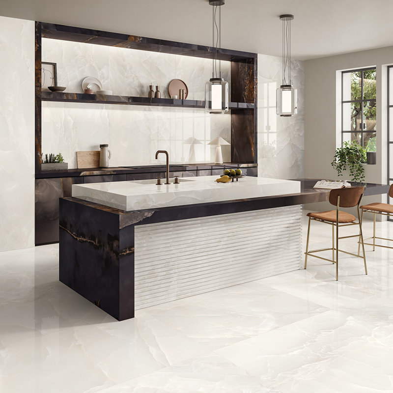 Eclipse 24X48 Polished Onyx Porcelain Tile, Ivory