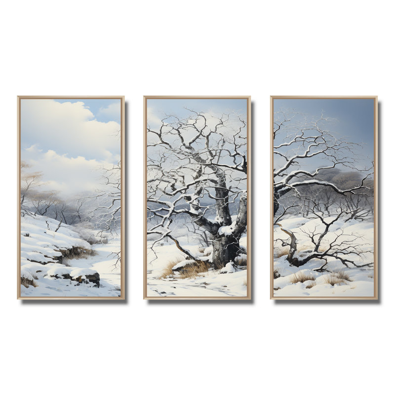 Winters Tree Sycamore 1 - Art mural sycomore, H 40 po x l 61 po, Cadre flottant brun