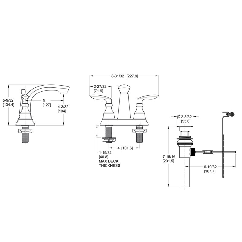 Avalon Double Handle Centerset Faucet Bathroom Faucet with Drain Assembly, Brushed Nickel