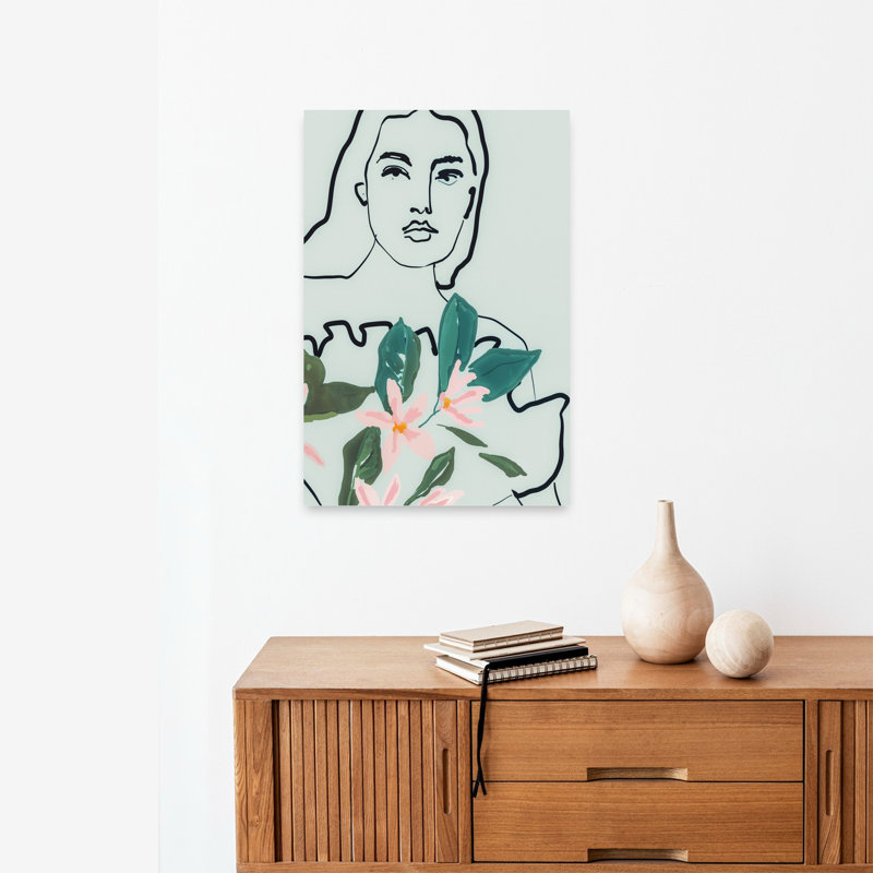 Portrait, art contemporain abstrait rose, 24" H x 16" W