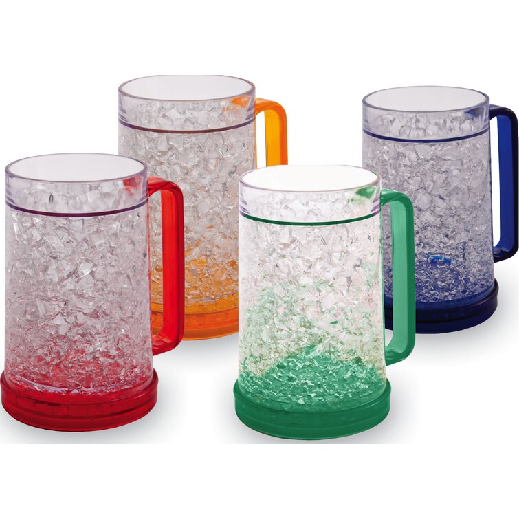 4-Piece 16 oz. Freezable Plastic Beer Mug Set