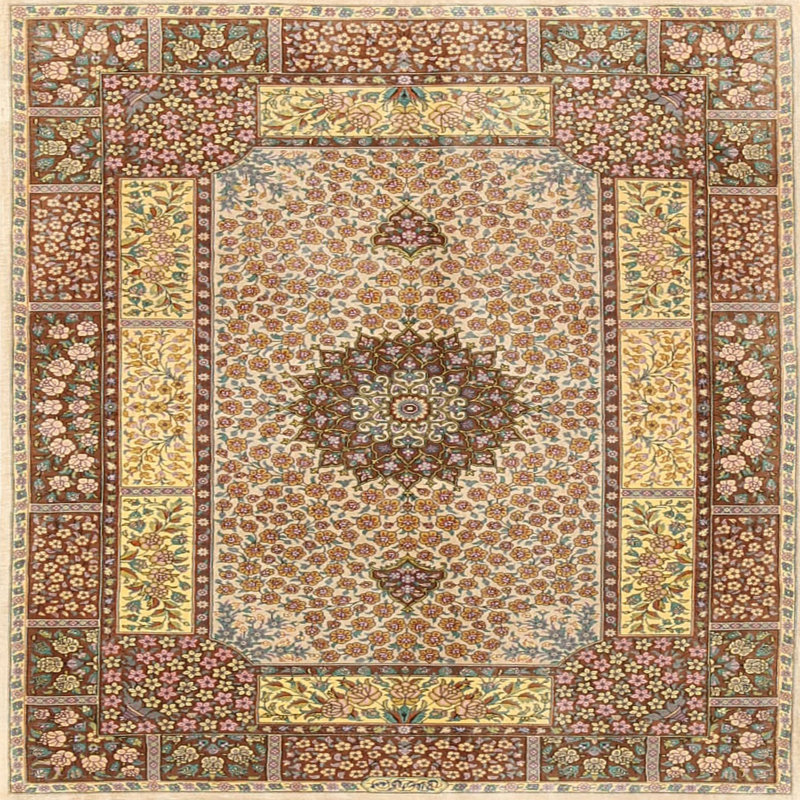 Tapis brun clair/beige traditionnel Manfull, Carré 4 pi