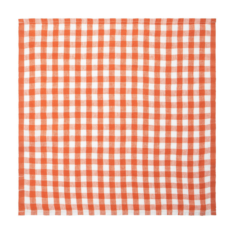 Linen Gingham Square Napkin, Clementine