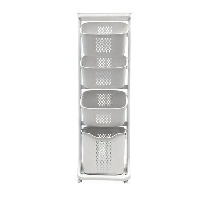 Trieur sur roulettes à 4 niveaux avec panier à linge amovible | Organisateur de salle de bain et de salle de lavage parfait pour les vêtements sales