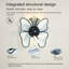 Ventilateur de plafond 19,7 pouces avec lumières avec télécommande de style moderne papillon, noir, ventilateur pour chambre à coucher, salon, minuterie, silencieux, préféré des enfants