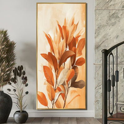 «Terracotta Leaves Layers Of Forest I - Leaves», reproduction sur toile encadrée