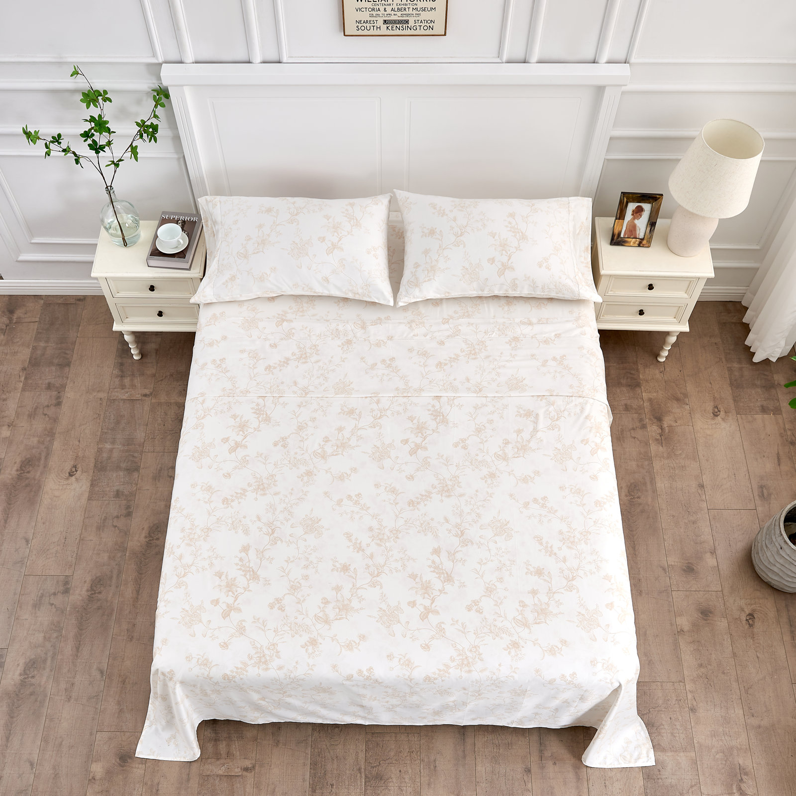 Barbet Cotton Sheet Set, Twin Sheet Set + Fitted Sheet + 1 Pillowcase, Mocha