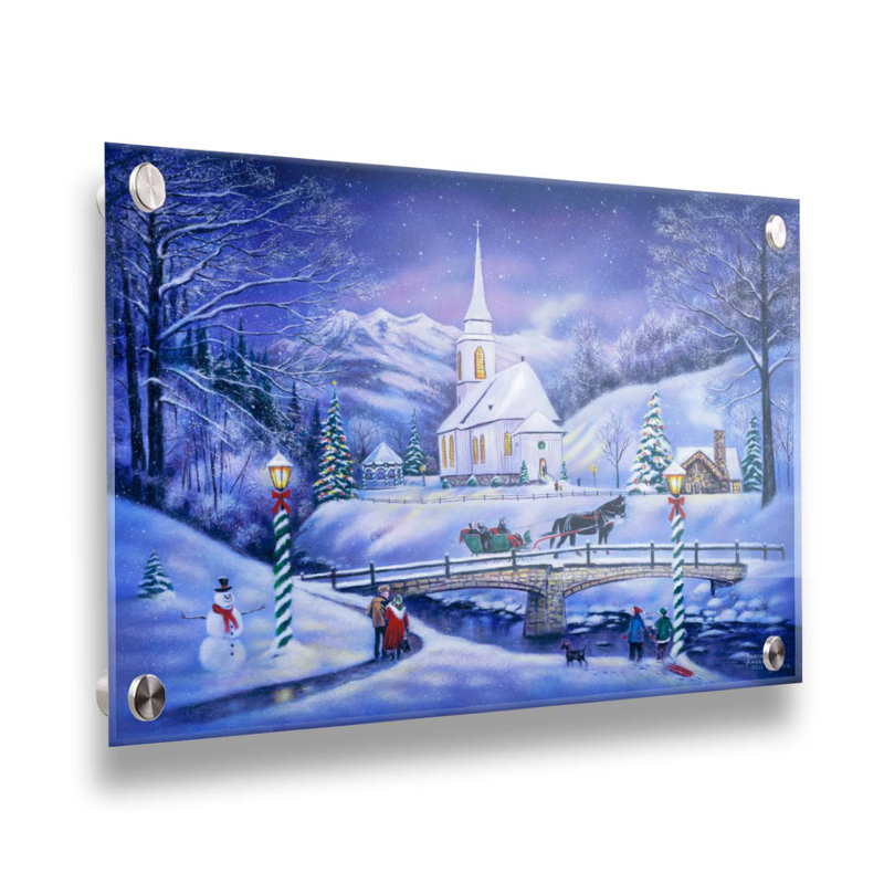 «Mountain Valley Christmas» par Robert Andrea, Plastique / acrylique, Pas de tapis, H 24 po x l 30 po x P 1 po