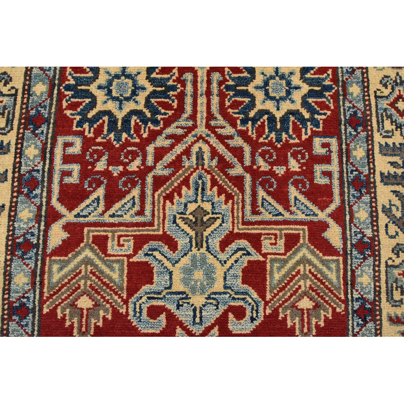 Tapis de couloir en Tapis décoratif laine rouge de conception unique 2 pi 9 po x 9 pi 8 po noué à la main Kazak