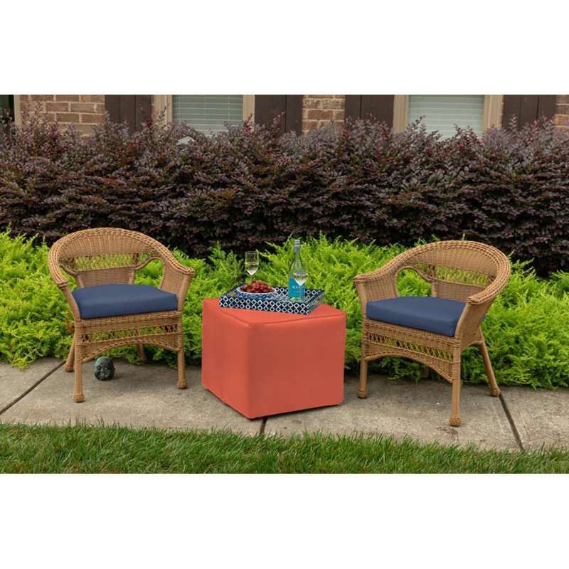 Casual Cushion Solid Sunbrella® Fabric 1-Piece Indoor/Outdoor Wicker Seat Pad Cushion, 19.5"W x 19.5"L, Canvas Navy