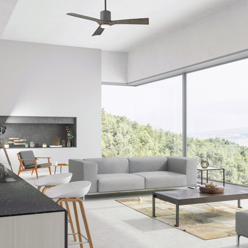 54" Aviator 3 - Blade Outdoor/Indoor Smart Propeller Ceiling Fan with Wall Control, Works With Alexa and iOS or Android App