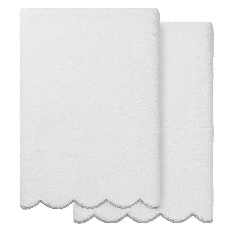  Ensemble de serviettes 100% coton turque ADORNIA, Blanc / Gris, Serviette de bain - paquet de 2