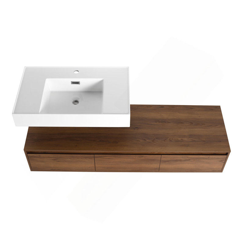 Meuble-lavabo mural spacieux et élégant avec lavabo en résine durable et nombreuses options de rangement