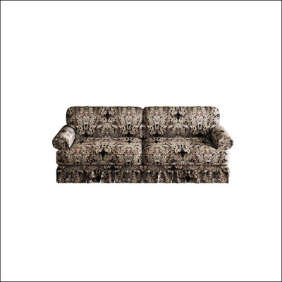 74 Luxuriously Comfortable 3-Seater Cloud Couch, Oxford Fabric Sofa With Elegant Rolled Arms & Pleated Skirt Design, 26.4 Extra Deep Seat Mid Century Sofa For Apartment, Office, Black Floral