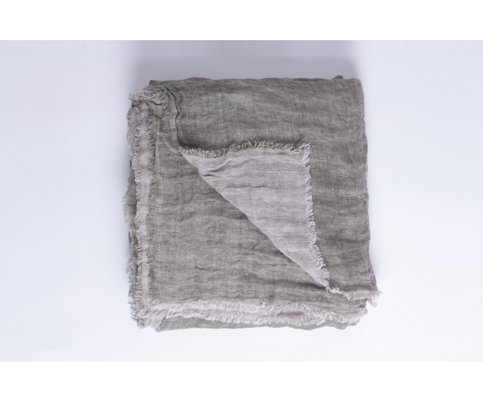 Brissia Linen Throw Blanket, Kale