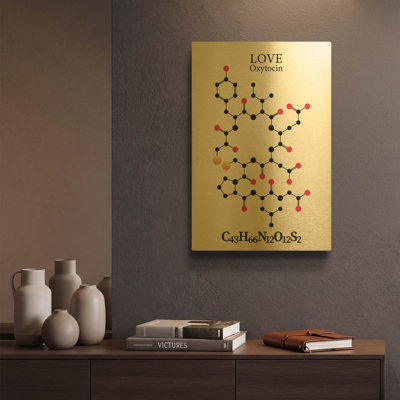 'Oxytocin Molecule' By Maxim Gold Metal Wall Art, 12" x 16"