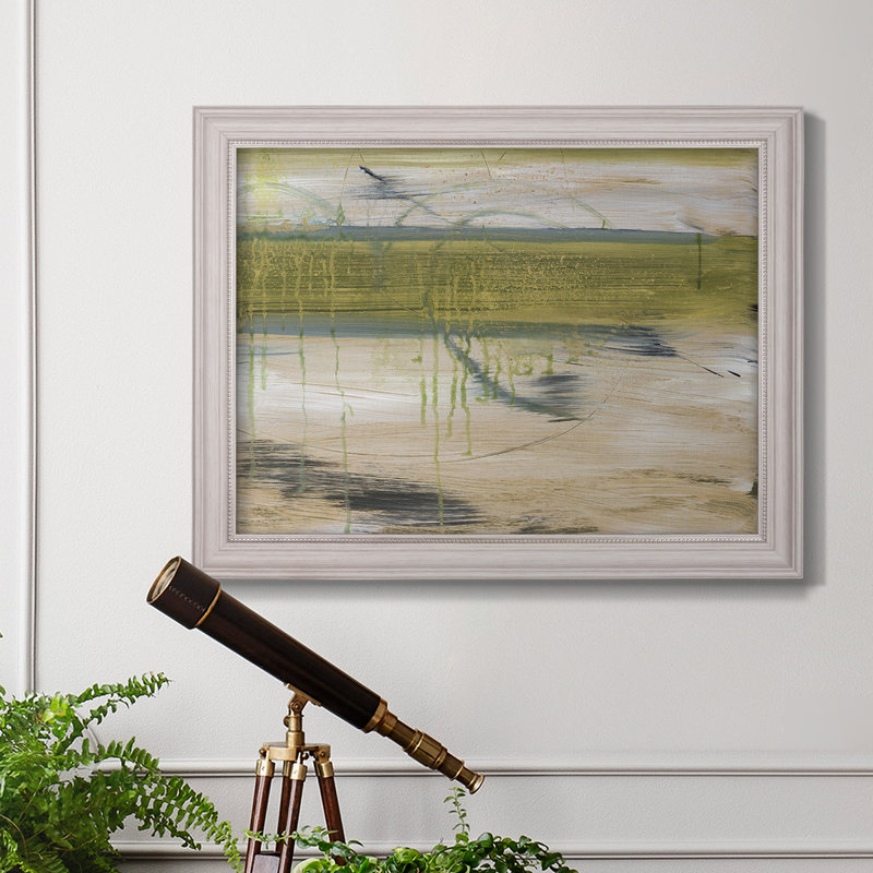 Réflexions aquatiques I, Pas de tapis, H 23 po x l 32 po x P 2,5 po, Papier avec cadre gris en coin fermé