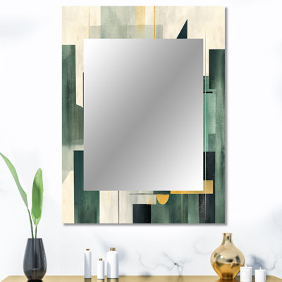 Gold Green Parallel Universes - Large Wall Mirror On Metal
