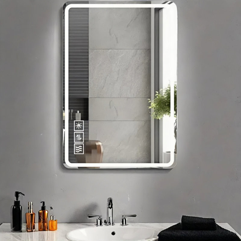 Smart Led Bath Mirror - Adjustable Brightness, 3 Color Temps, Anti-fog & Shatterproof Design