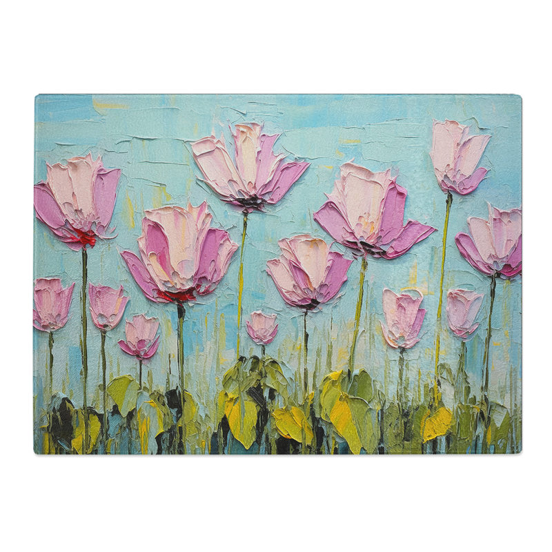 Lotus Flower Palette Knife  Glass Chopping Board