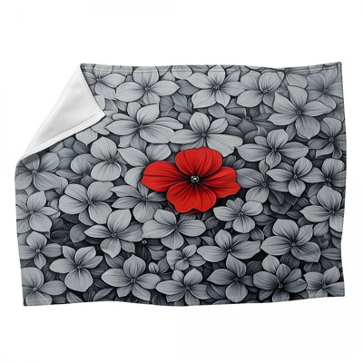 Jeté en molleton Red Blossom - Jetés floraux pour canapés ou lits