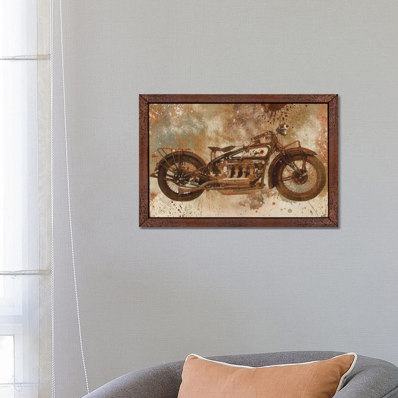 Live To Ride V by Carol Robinson - Print on Canvas, 101.6 cm H x 66.04 cm W, Brown Floater Framed