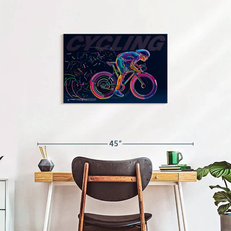 Sirci abstrait à vélo, H 20 po x l 30 po