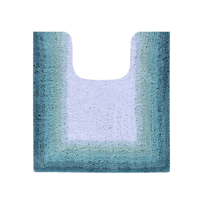 Tapis pour salle de bain 100% coton touffeté en U avec envers antidérapant, lavable à la machine, tapis de toilette ultra doux et absorbant pour salle de bain, s'adapte autour de la base de toilette, 20 po x 20 po, turquoise